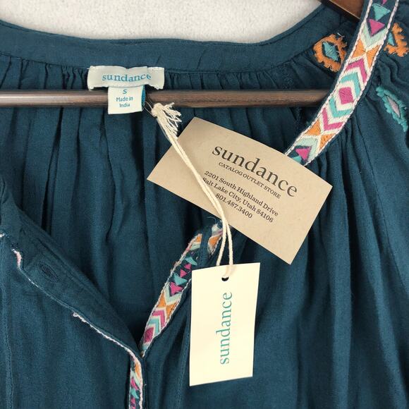 Sundance Sun and Sand Embroirdered Cover Up Dress NWT Women’s SZ SM Green - Picture 3 of 12